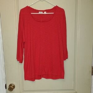 Faded Glory Red 3/4 Sleeve Oversized Blouse